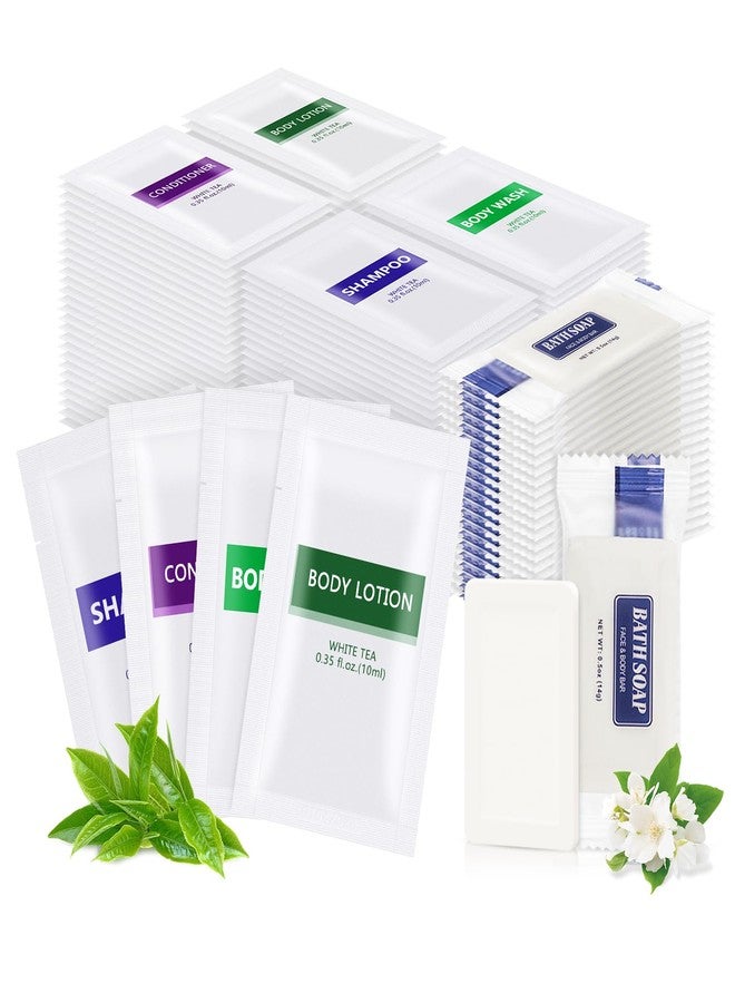 اتش كيو اس ال سوند مجموعة أدوات النظافة الشخصية ٥ في ١ بحجم مناسب للسفر (٥٠ قطعة) مجموعة من ٥ قطع: ١٠ قطع غسول للجسم بحجم مناسب للسفر، ١٠ قطع شامبو فندقي، ١٠ قطع بلسم صغير، ١٠ قطع لوشن للجسم، ١٠ قطع صابون، كمية كبيرة من مستلزمات الضيافة الصغيرة - Image 1